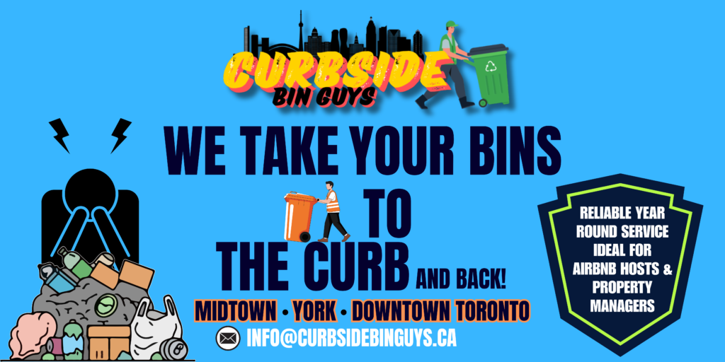 We take your bins to the curb, with banner for reliable curbside bin service. Property managers and airbnb hosts.